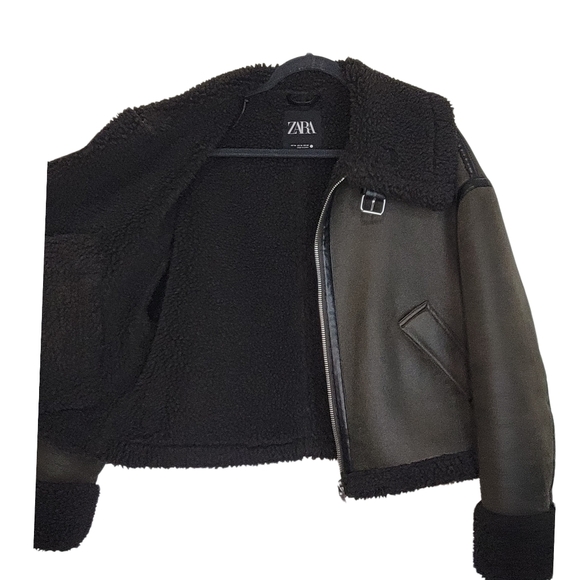 ZARA Women's Aviator-Style Double Faced Jacket Green Size Medium - Picture 5 of 8